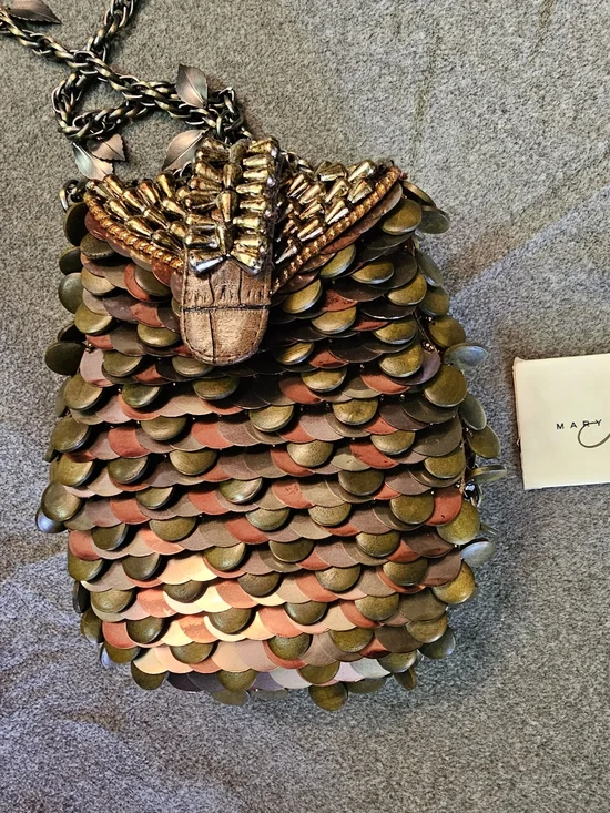 Mary Frances Owl Embellished Crossbody Purse with Dustbag - Brown & Gold - Picture 6 of 9